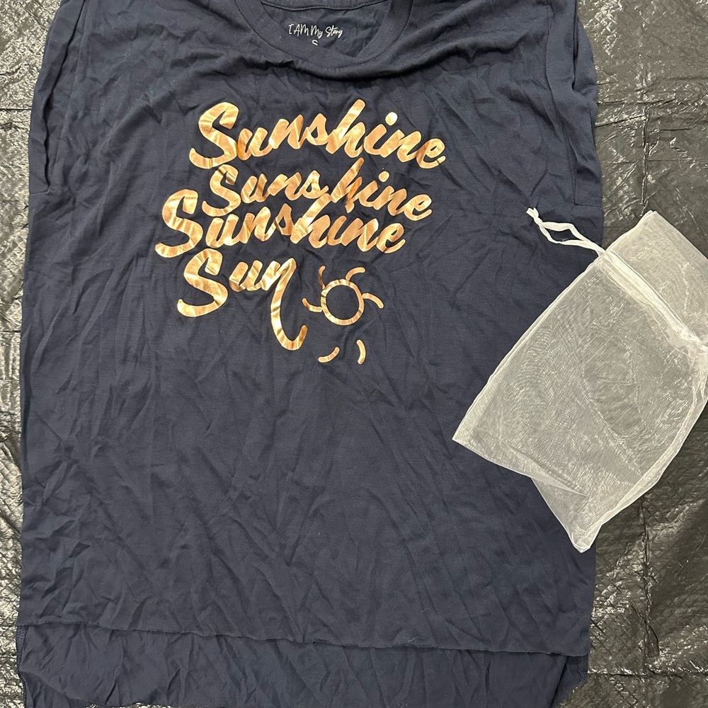 Women's Navy Sunshine Graphic Muscle Tee